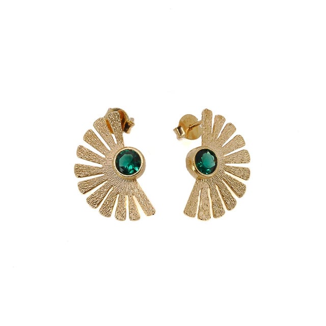Sterling Silver Gold Plated Jade Gemstone Cleopatra Earrings, A Pair For Sale - Image 4 of 7