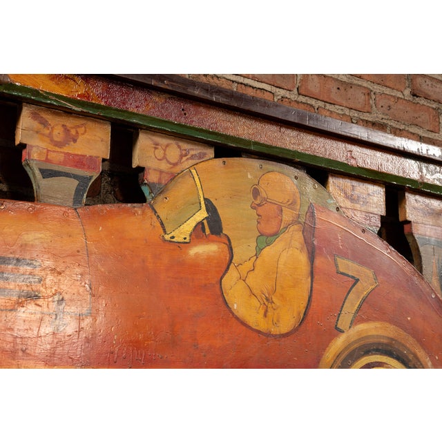 Orange Vintage Double-Sided Art Deco Painted Carnival Ride Handrail Panel For Sale - Image 8 of 11