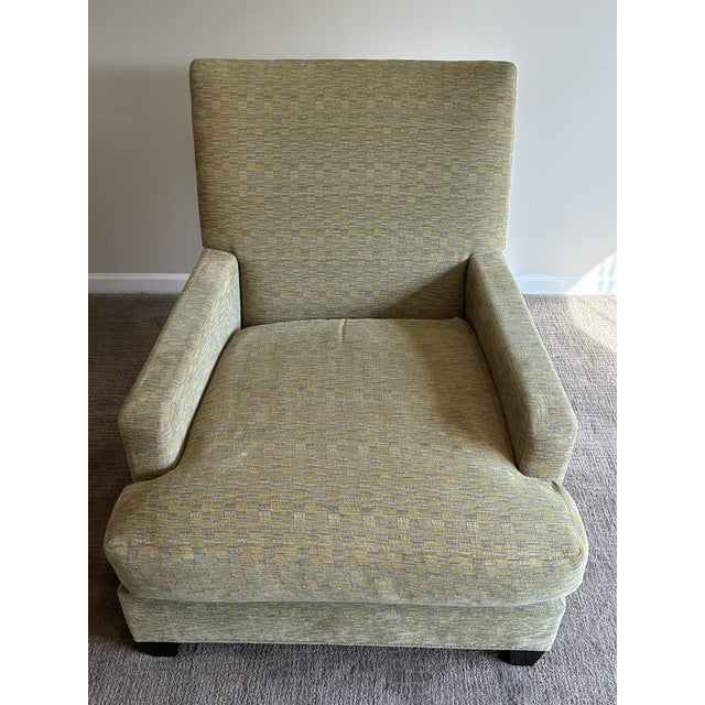 Textile Baker Modern Lounge Chair With Ottoman – Textured Woven Upholstery For Sale - Image 7 of 11