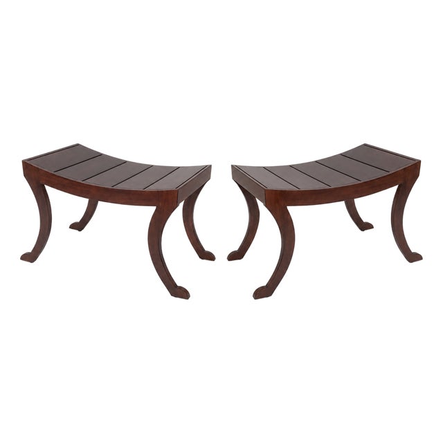 Mid Century Modern Klismos Accent Benches - Pair For Sale