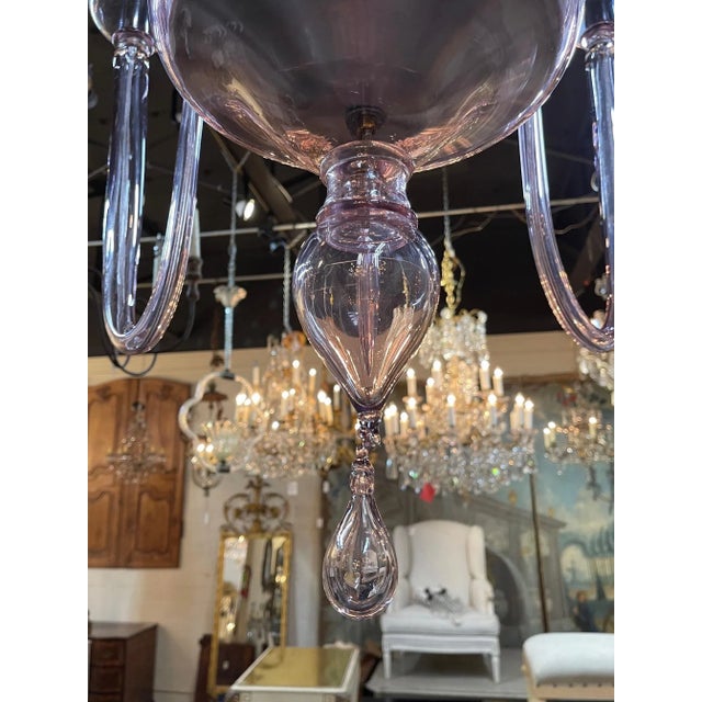 Modern Lavender Murano Glass 10 Arm Chandelier For Sale - Image 4 of 9