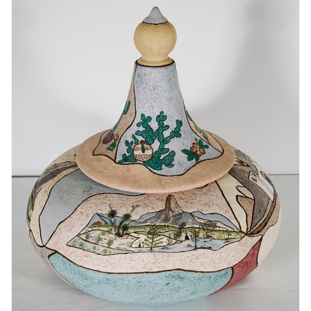 1970s Mexican Ceramic Vase With Top For Sale - Image 4 of 10