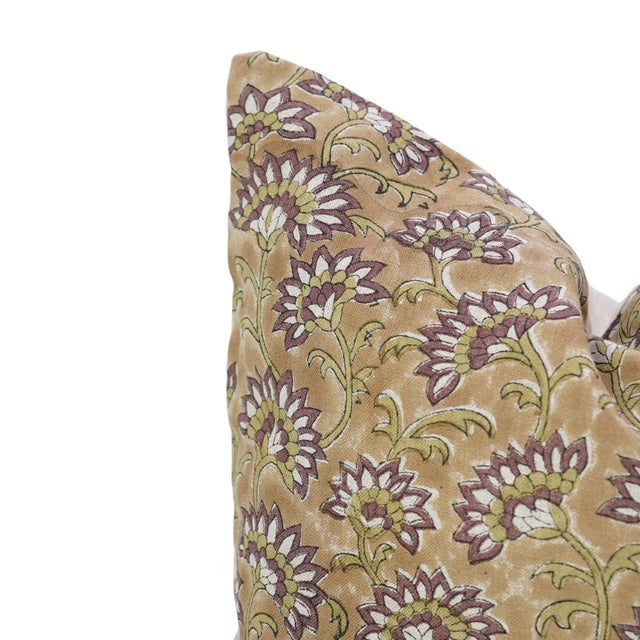Art Deco Fabdivine Rajnigandha Handmade Block Print Pillow Covers 14x36 Inches Pure Linen Floral Decorative Cushion Cover For Sale - Image 3 of 9