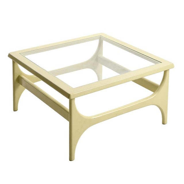 Coffee Table in Lacquered Wood and Glass, 1970s For Sale - Image 6 of 6