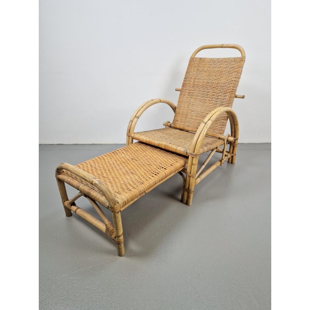 Vintage Extendable Deck Chair in Rattan, 1960 For Sale - Image 8 of 18