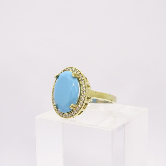 Ring with Turquoise, Sterling Silver and Zircons, 19th Century For Sale - Image 9 of 14