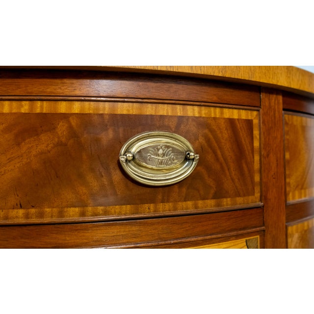Baker Federal Style Inlaid Mahogany Demilune Server For Sale - Image 14 of 18