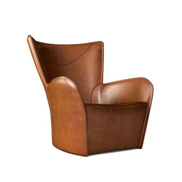 Modern Molteni & C Mandrague Modern Leather Swivel Chair For Sale - Image 3 of 3