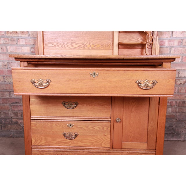 Antique Carved Oak Dresser With Mirror, Circa 1900 Chairish