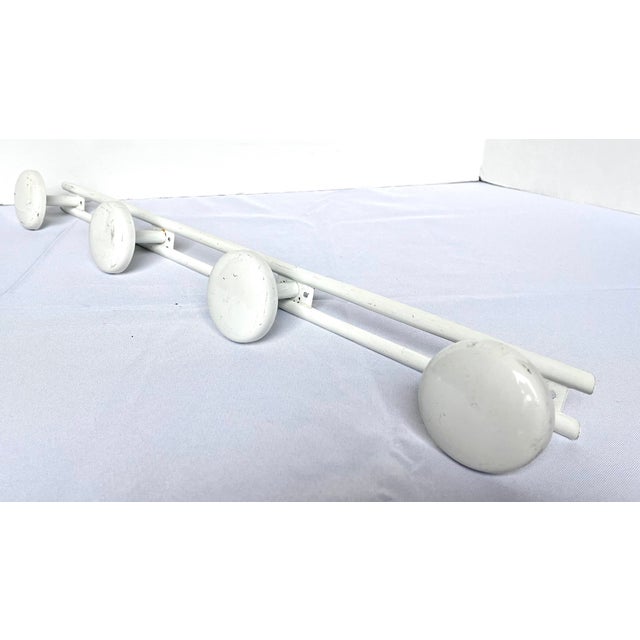 Mid 20th Century French White Enamel Four Peg Coat Rack For Sale In Dallas - Image 6 of 16