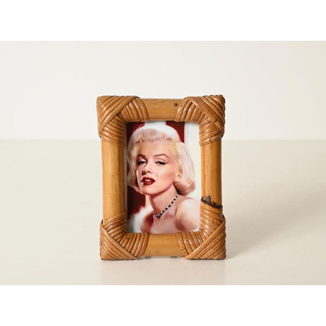 Mid-Century Organic Photo Frame in Rattan, Italy, 1970s For Sale - Image 4 of 11
