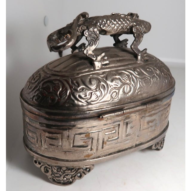Mixed Metal Larger Size Dragon Trinket Box or Dresser Box or Jewelry Box For Sale - Image 4 of 13