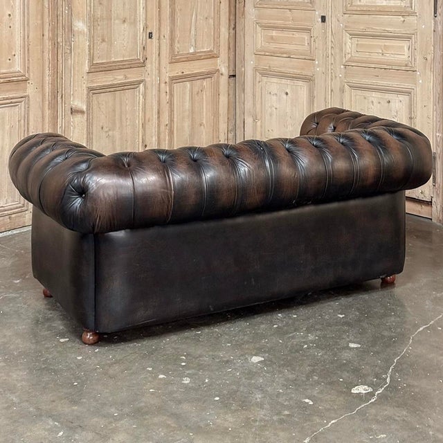 Set of Mid-Century Chesterfield Sofas With Tufted Leather For Sale - Image 12 of 12