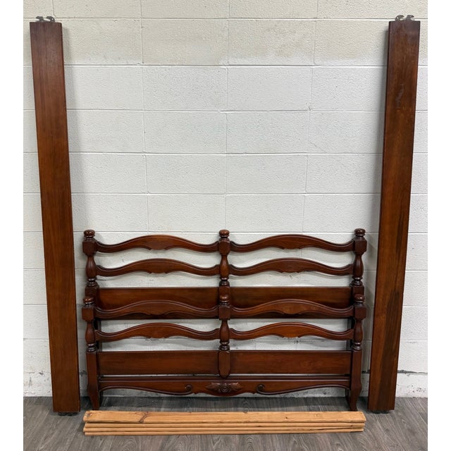This is a gorgeous vintage French Provincial or French Country style full-size bed. Features a rich cherry-toned finish,...