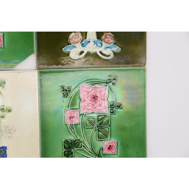 1920s Set of Six Tiles Art Nouveau H & R Johnson England For Sale - Image 12 of 18