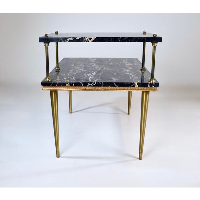 Italian Portoro Marble Brass Two Step Side Table For Sale - Image 11 of 13