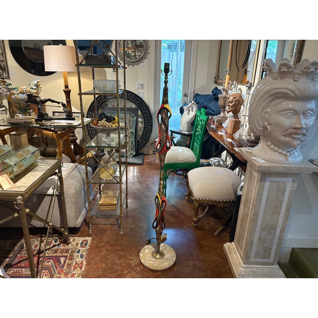 Orange 1960s Italian Modern Ceramic and Marble Floor Lamp For Sale - Image 8 of 18