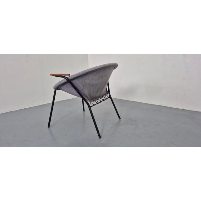 Black Sueded Purple Balloon Chair by Hans Olsen for Lea Furniture, Denmark, 1950s For Sale - Image 8 of 13