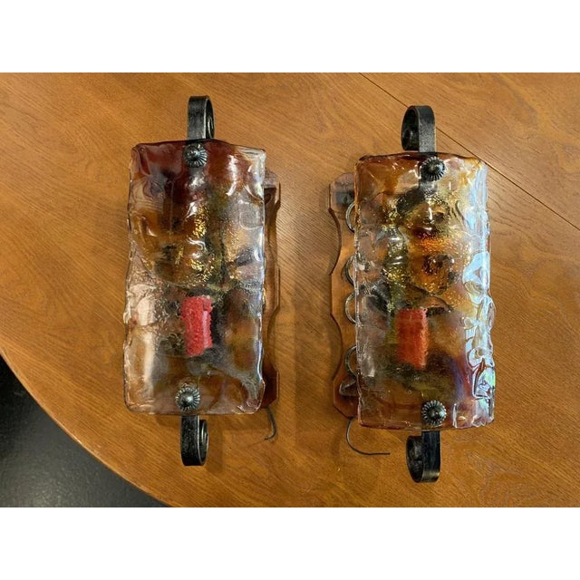 Glass Large Brutalist Sconces, 1960s, Set of 2 For Sale - Image 7 of 7