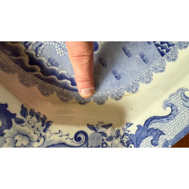A Large Mason's Ironstone China Blue Transfer Decorated Platter "Turner Willow" Pattern, Circa 1830's For Sale - Image 18 of 18