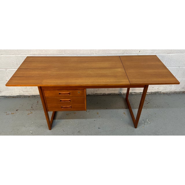 Mid-Century Modern Danish Extending Drop-Leaf Teak Desk For Sale - Image 10 of 17