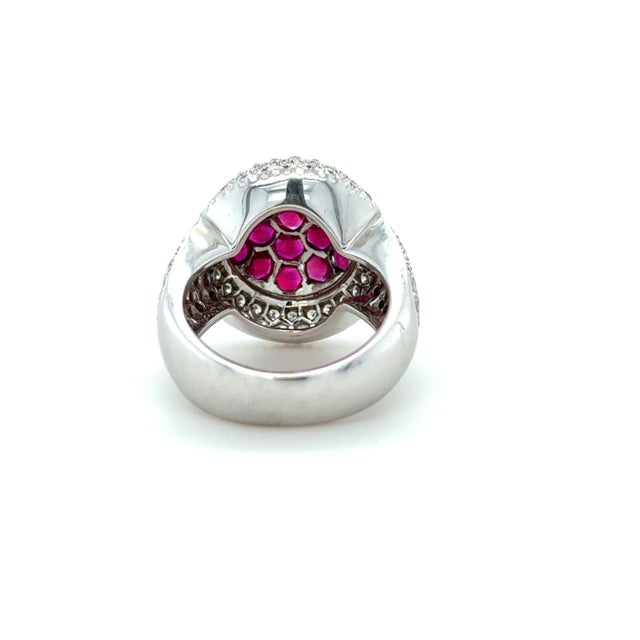 Mouawad, Ruby and Diamond Rosette Ring, Size 6.5 For Sale - Image 4 of 7