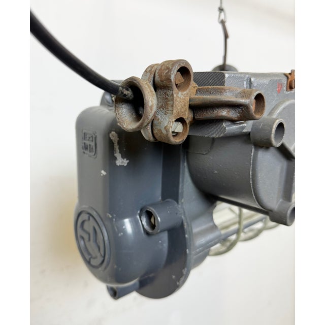 Gray Industrial Grey Hanging Tube Light from Elektrosvit, 1970s For Sale - Image 8 of 18