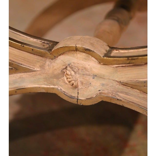 Mid-Century Italian Painted Curule Stool With Turned Handles and X-Form Base For Sale - Image 9 of 9