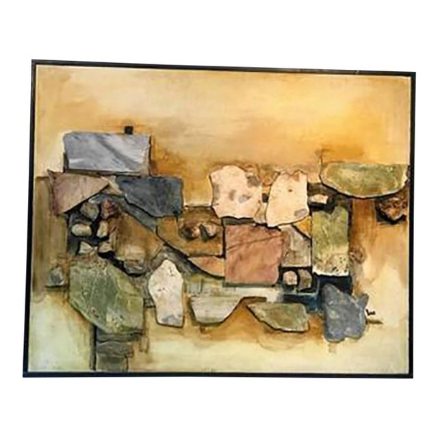 1970s Richard Lee Modern Assorted Natural Stone and Paint Wall Sculpture For Sale