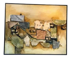 1970s Richard Lee Modern Assorted Natural Stone and Paint Wall Sculpture