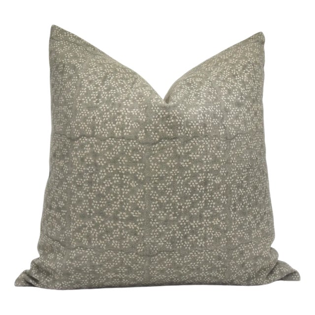 Block Print Decorative Pillow Covers for Sofa or Bed 24x24 Inch- Thick Linen, Ola Varsti For Sale