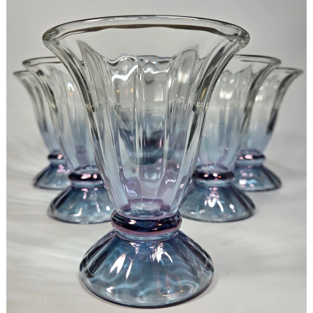 Shabby Chic Iridescent Blue Goblets- Set of Six For Sale - Image 3 of 10