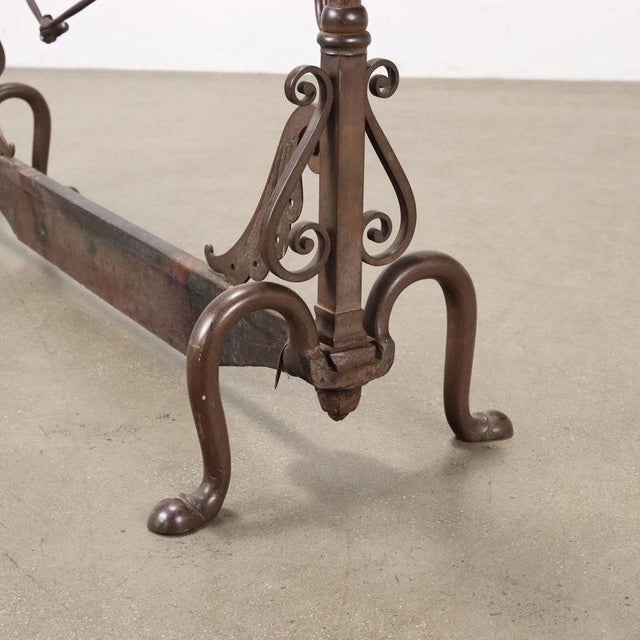 Liberty Fireplace Andiron in Wrought Iron For Sale - Image 6 of 8