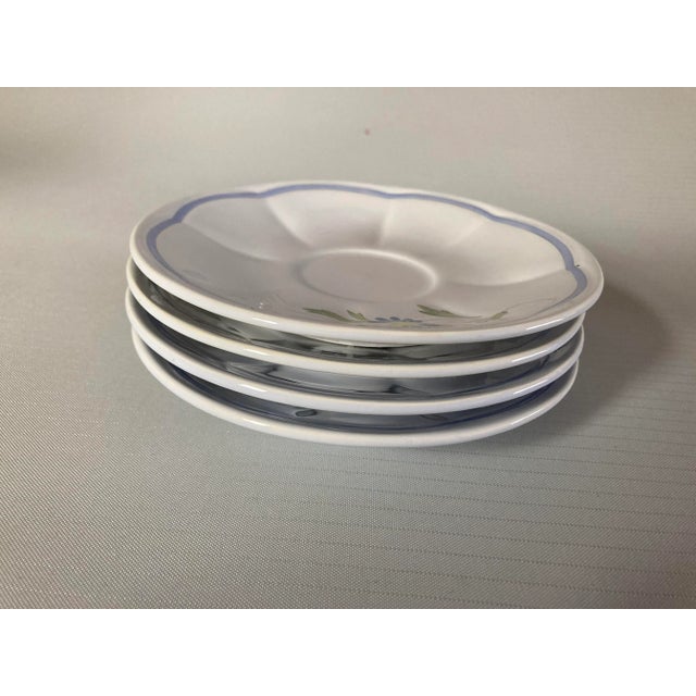 French Provincial Vintage Longchamp Hand Painted France Saucers S/4 For Sale - Image 3 of 6