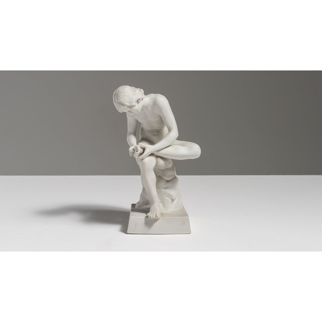 19th Century French Antique White Bisque Porcelain Figure of Spinario For Sale - Image 14 of 15