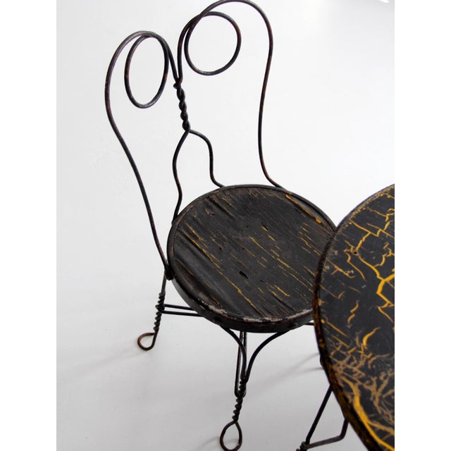 Antique Ice Cream Parlor Table and Chairs Set of 5 For Sale - Image 11 of 12