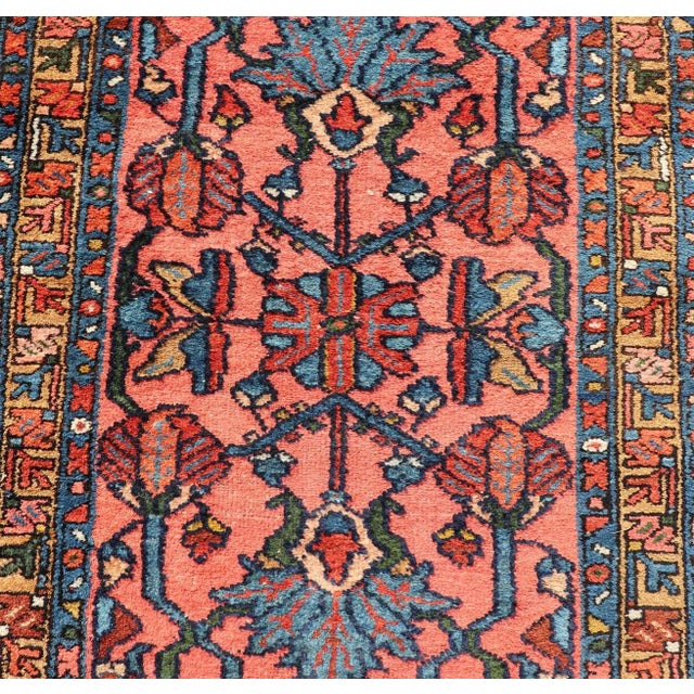 Tribal Antique Persian Lilihan Rug in All-Over Design in Jewel Tones and Pink Field For Sale - Image 3 of 11
