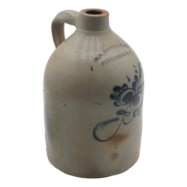 g.w. Fulper & Bros. Blue Stoneware Jug W. Handle For Sale