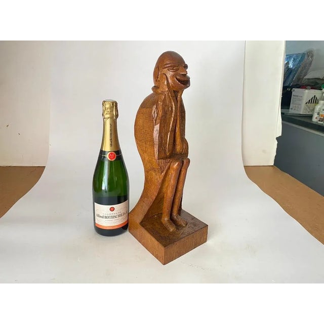 French Wooden Sculpture in Oak, 1950 For Sale - Image 9 of 12