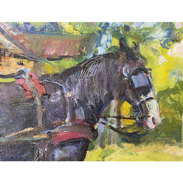 "16 Hands" ~ Lorie Batson, Original Oil Painting, an Amish Horse Patiently Waits Before a Day's Work Begins. For Sale - Image 4 of 14