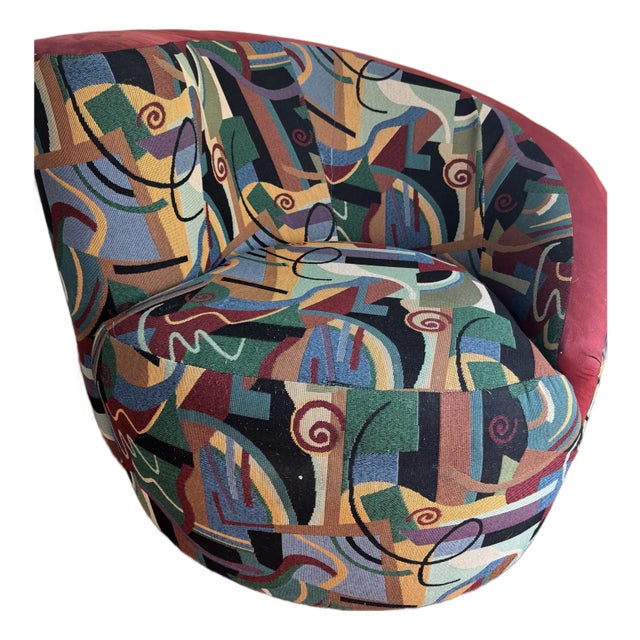 1970s Vintage “Vladimir Kagan” Inspired Nautilus Swivel Barrel Chair For Sale