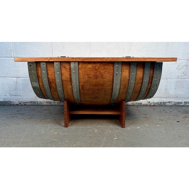 Late 20th Century Late 20th Century Distressed Half-Barrel Lift-Top Coffee Table For Sale - Image 5 of 16