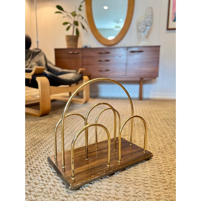 Beautiful Antique Victorian Oak and Brass Media Holder, Circa Early 1900s For Sale - Image 10 of 10