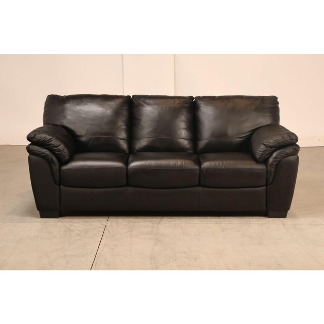 Italsofa Pair of Black Leather Sofas For Sale - Image 13 of 18