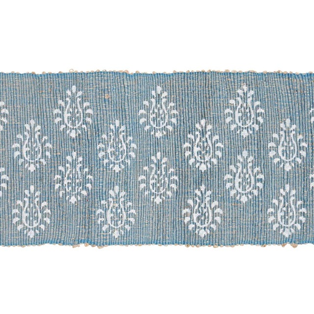 Schumacher Sample - Schumacher Leila Hand Block Matka Tape in Chambray For Sale - Image 4 of 4