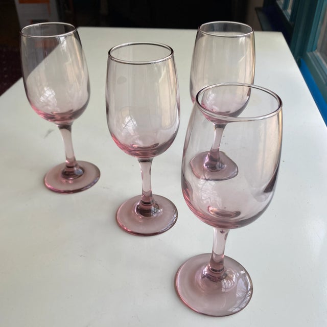 1980s Vintage Libbey Pink Wine Glasses- Set of 4 For Sale - Image 5 of 5