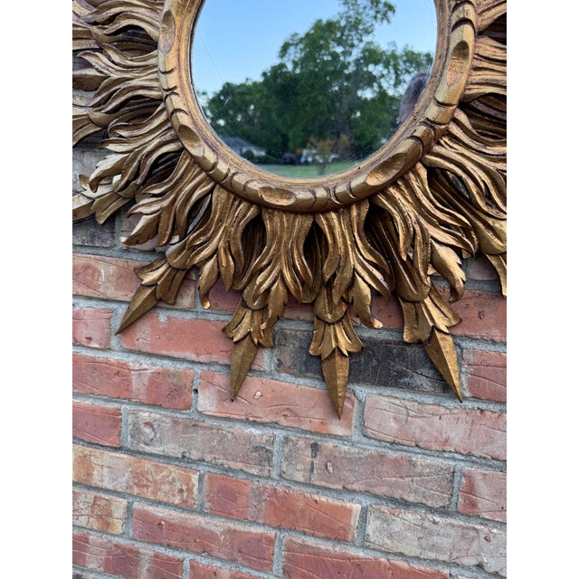 Gold Vintage French Sunburst Mirror For Sale - Image 8 of 11
