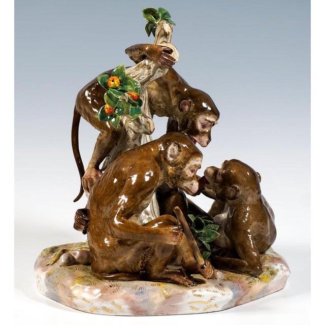19th Century Large Gang of Monkeys Animal Group by E.A. Leuteritz for Meissen, 1880s For Sale - Image 5 of 9