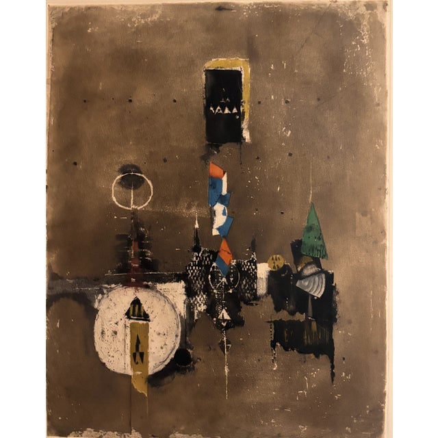 Abstract by noted Polish artist Johnny Friedlaender, aquatint etching, hand signed and numbered 91/95. Full sheet (not...