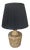 1960s Gold Painted Raffia Table Lamp With Black Shade For Sale